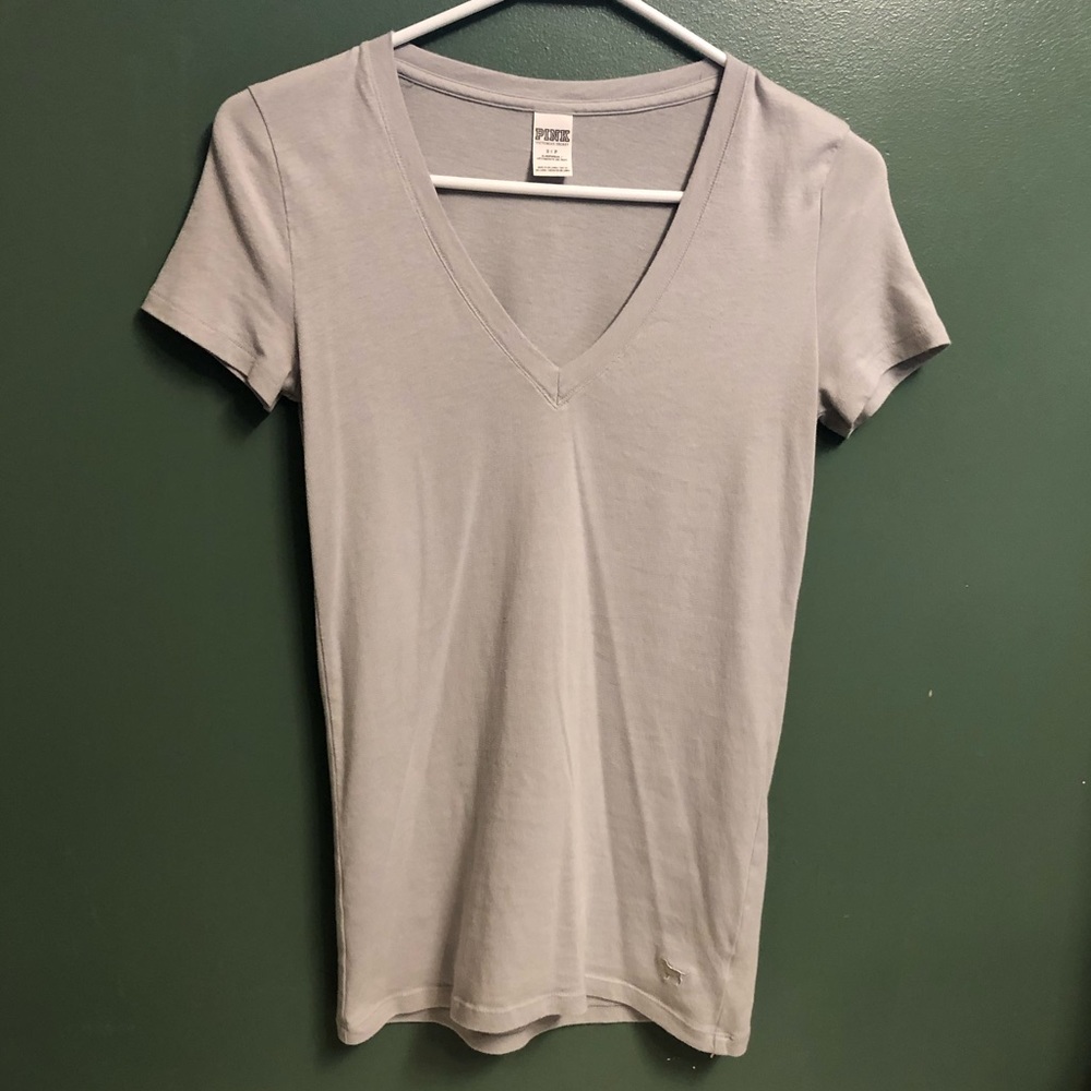 Gray PINK Basic V-neck